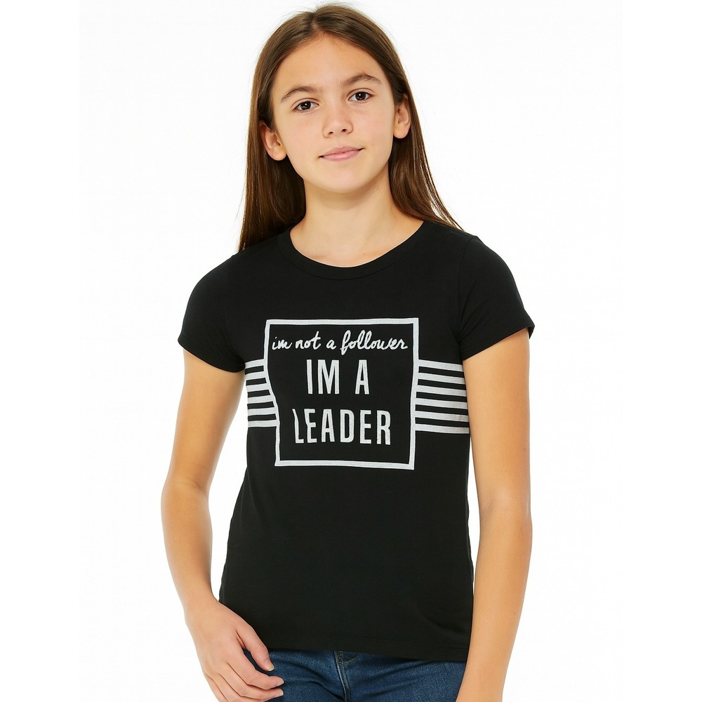 Ideology T-Shirt Girls M‎ Black White Graphic Tee Leader Motivational Empowering